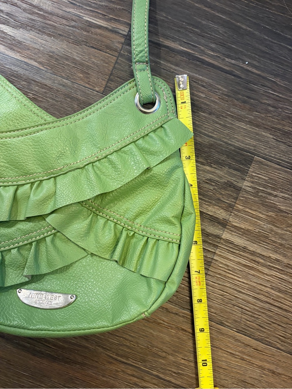 Y2K Faux Green Leather Mini Nine West Crossbody Purse - Picture 4 of 7